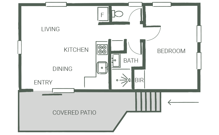 mud map of cabin 1 the suite at mylestom cabins accommodation coffs harbour